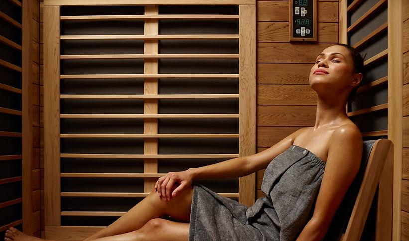 Modern infrared sauna with chromotherapy lights