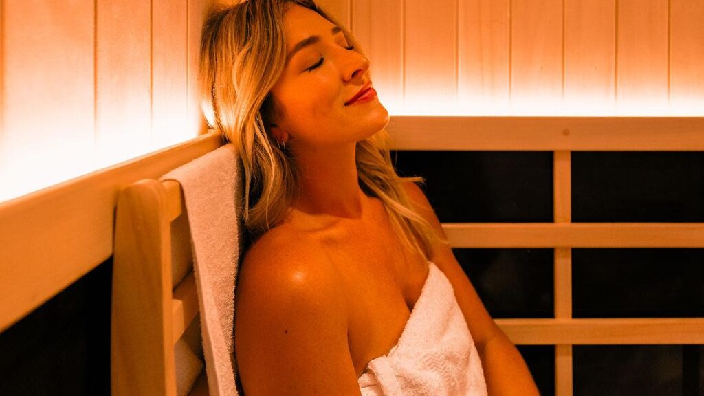 Relaxing infrared sauna session for stress relief