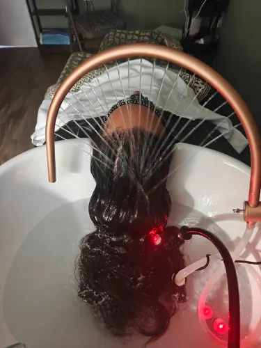 Japanese head spa with running water and washing hair
